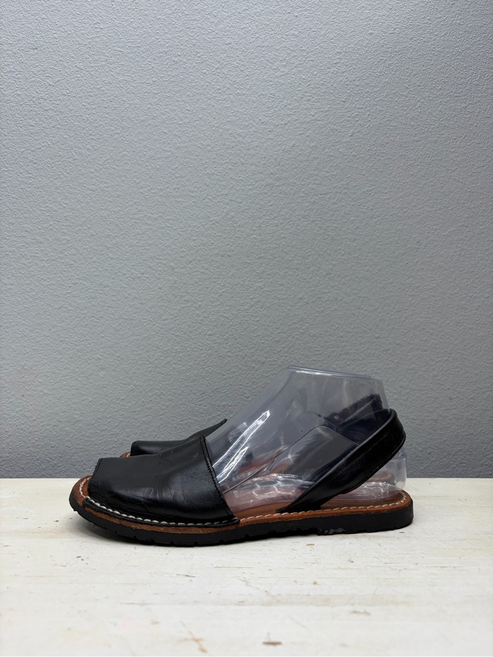 Avarca Black Leather Slingback Sandals Size 36